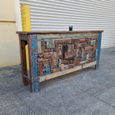 Indian Antique Tribal Hand Carved Wooden Console Hall Table 167x36x83Cm